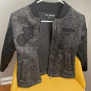 Faux lather combat jacket for big kids